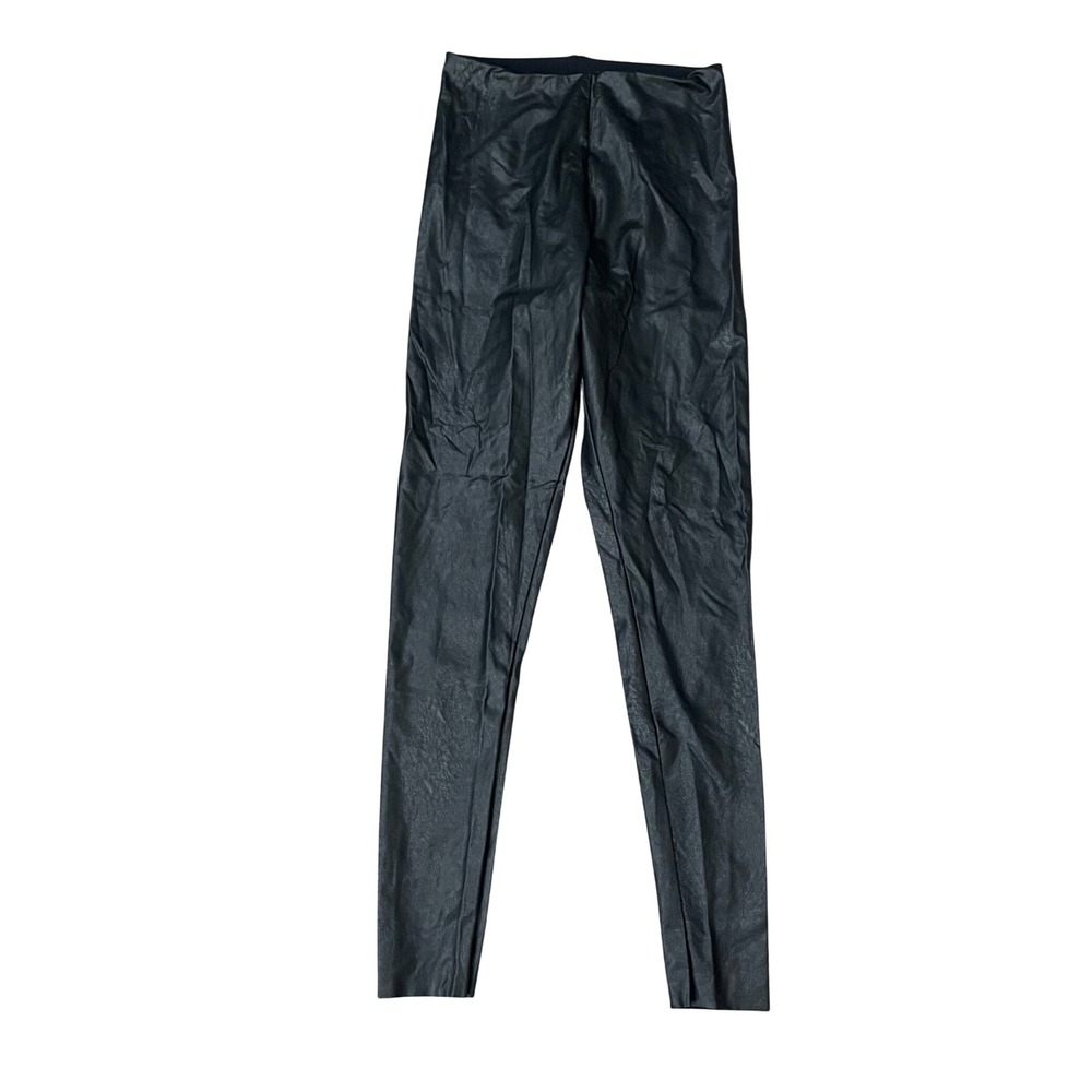 Commando Women's Faux Leather Leggings Black High Waisted Size Large Pants